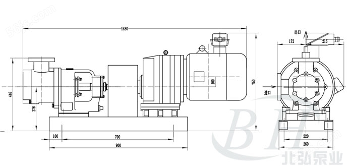 NYP高粘度保温泵整机安装尺寸图