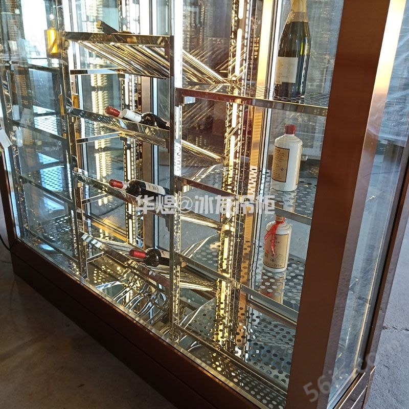 四面玻璃红酒展示柜玫瑰金酒柜高端商用红酒展示冷藏柜(图4)